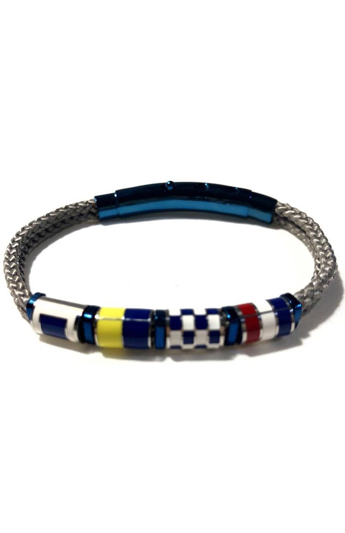 Double Cord Flag Bracelet (Grey/Blue) | Seaknots Bracelets