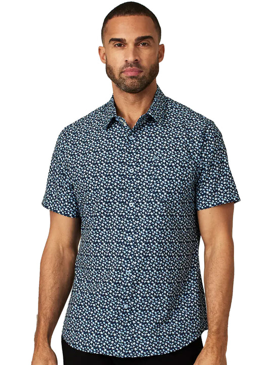 Cion Short Sleeve Shirt (Navy) | 7 Diamonds