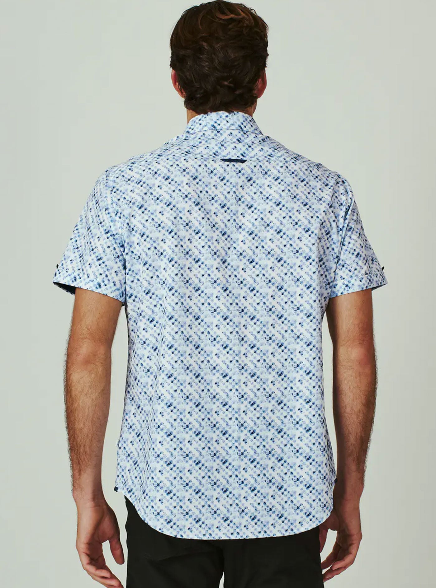 Marino Short Sleeve Shirt (Blue) Rear View | 7 Diamonds