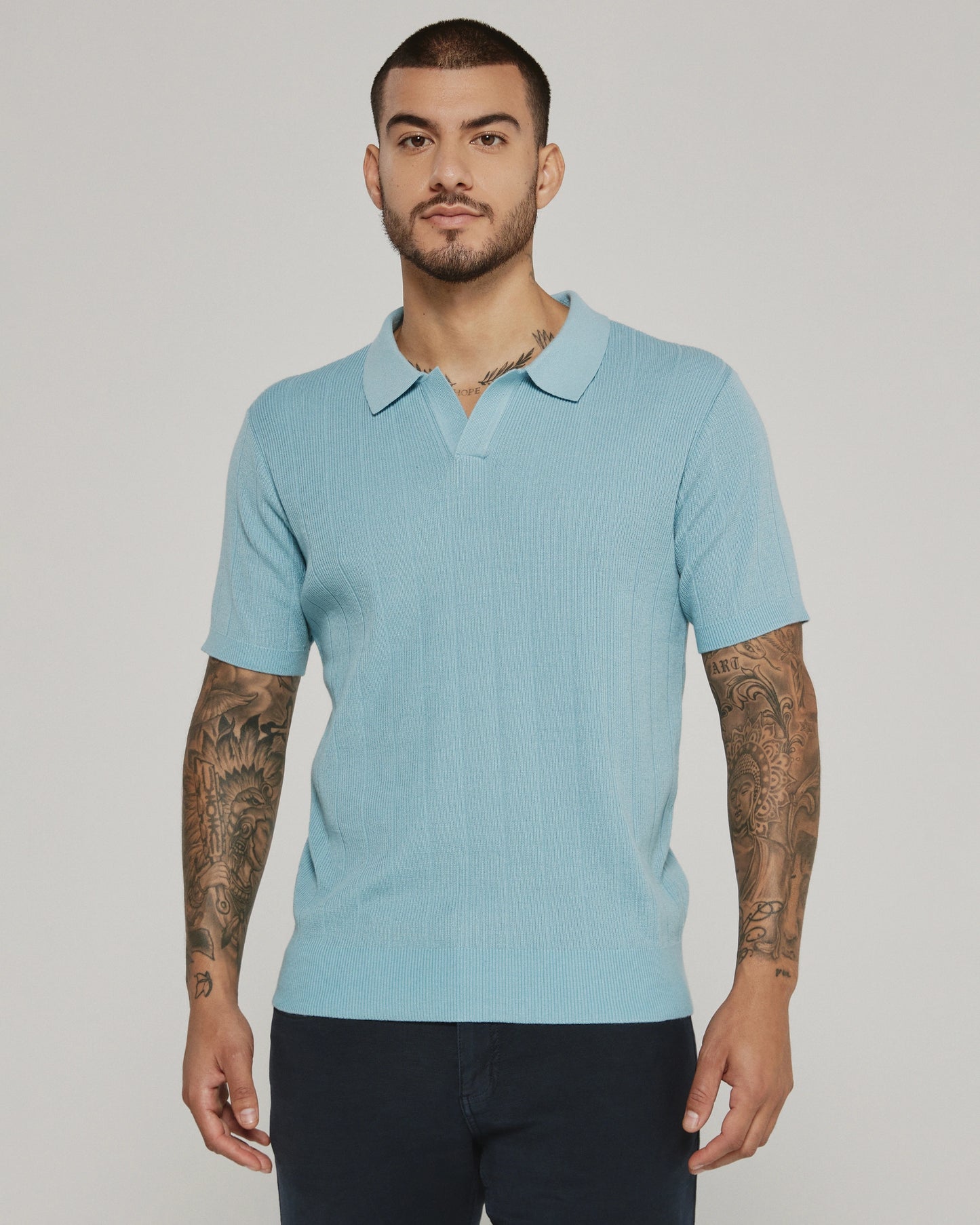 Yael Striped Sweater Polo (Seafoam)