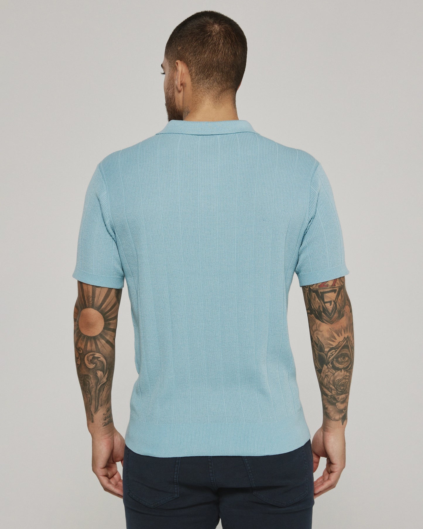 Yael Striped Sweater Polo (Seafoam)