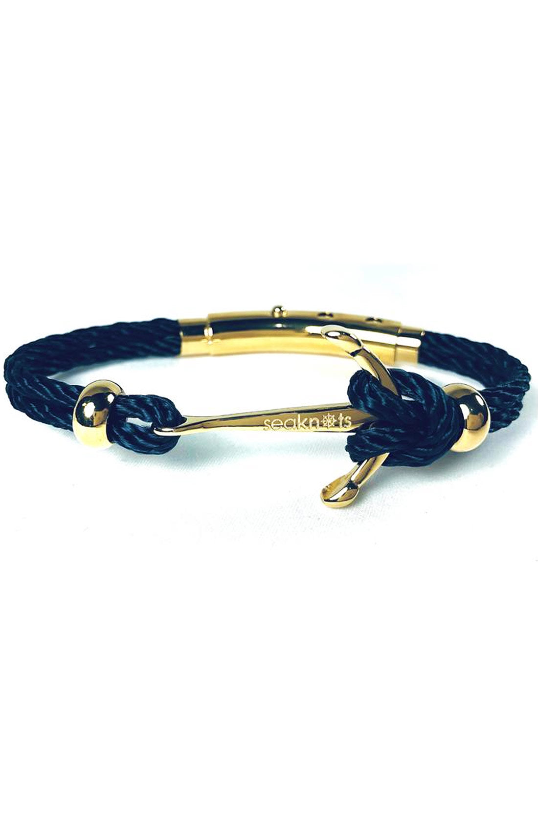 Double Rope Anchor Bead Bracelet (Navy/Gold) | Seaknots Bracelets