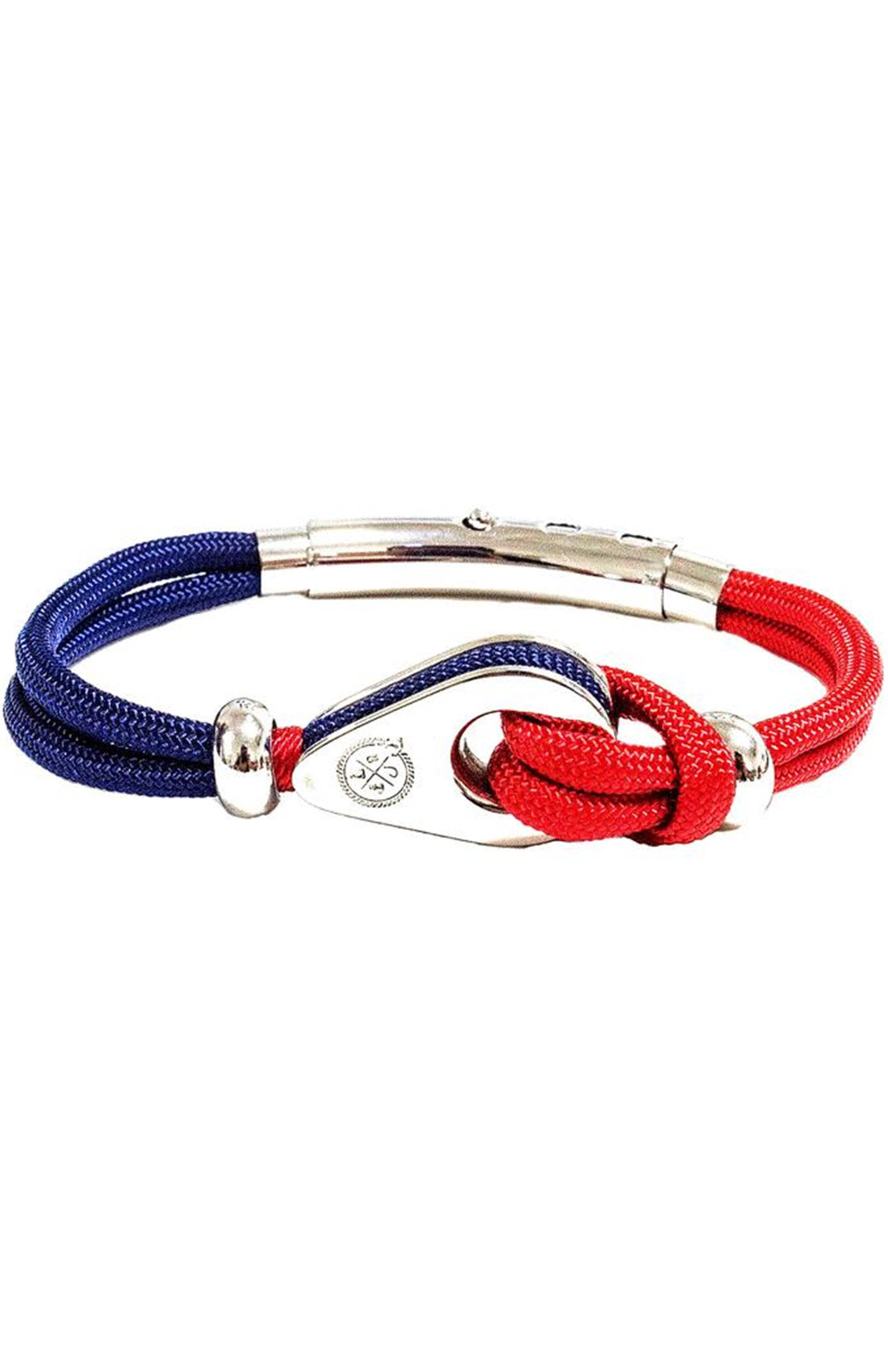 Double Cord Pulley Bracelet (Navy/Red/Silver) | Seaknots Bracelets